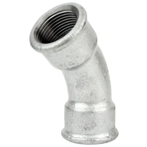 Cotovelo de raio longo 45° fêmea/fêmea ferro fundido galvanizado