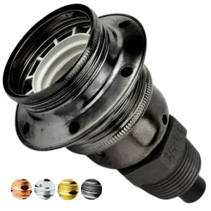 Casquilho E27 em metal brilhante com kit de Conexão